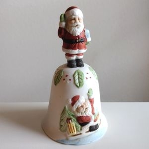 Vintage Santa Claus Christmas Bell - Porcelain Hand painted
